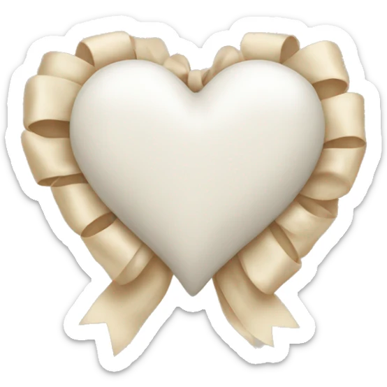 white heart with beige bow sticker