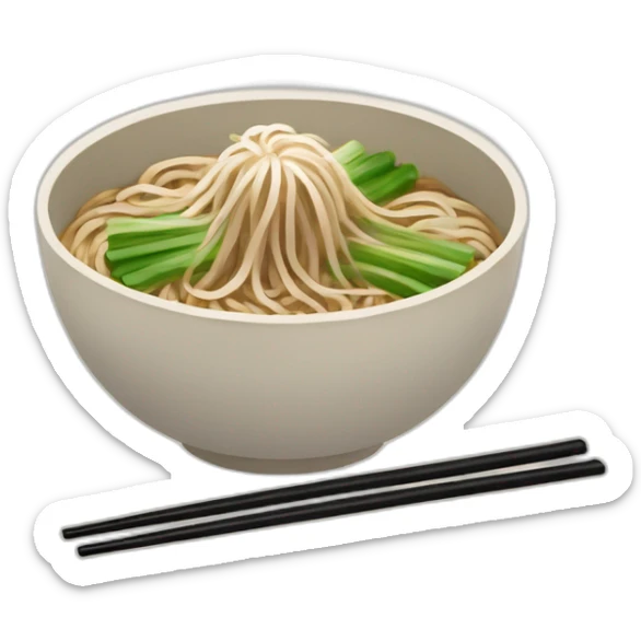bowl of japanese buckwheat soba noodles with two chopsticks and spring onions sticker