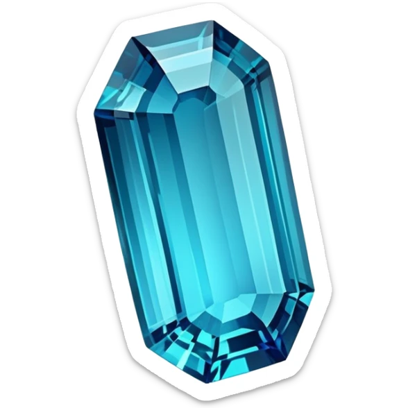 Indicolite tourmaline gemstone with deep electric blue color and elongated crystal shape sticker