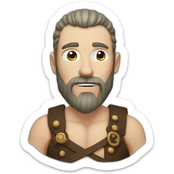a man with white skin and a Viking beard and with a red line near the eye and who has no hair and looks like a Viking sticker