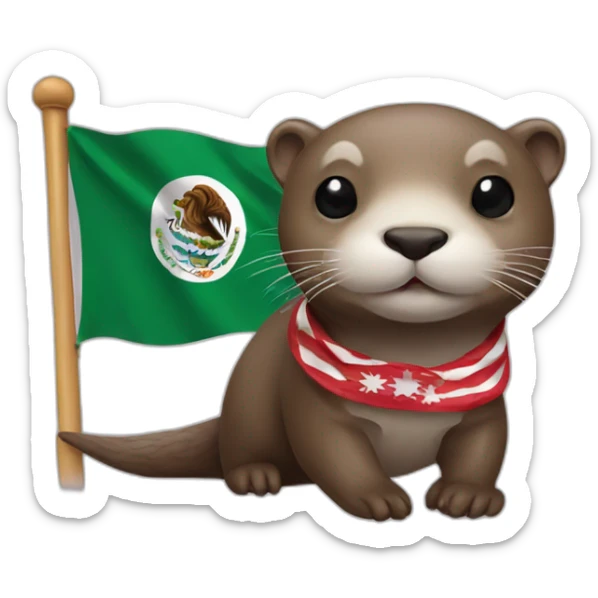 otter with a bandana of the flag of Mexico sticker