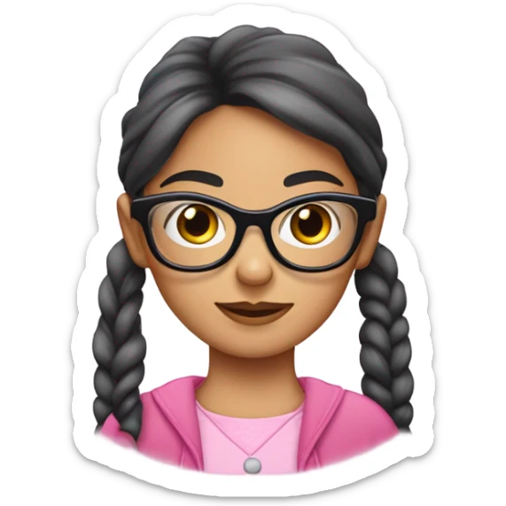 Mädchen mit zwei pinken Zöpfen und Nerd Brille und fetter zahnspange  sticker