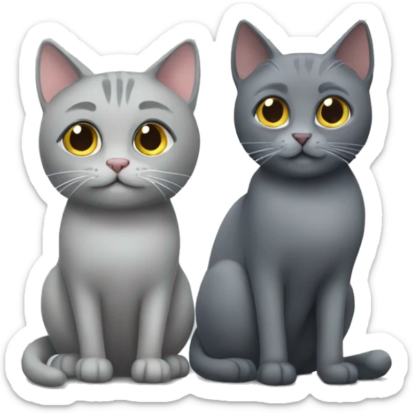 Grey cat and grey cat sticker