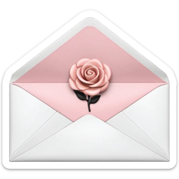 Icône 3D d’une enveloppe ouverte avec carte “NEWS”, style gravure cuivre + stippling, noir pur sur blanc pur (hachures/pointillisme uniquement), éclairage dramatique avec rayons et une micro-touche rose #fbcfe8 sur la lueur, sans aucun texte/typo ni gris/sépia/flou/bruit/cadre. sticker