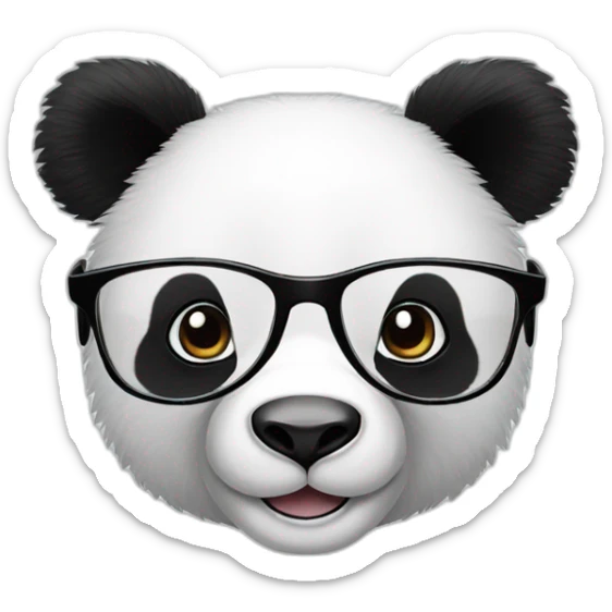 Generate an image of a geeky panda wearing glasses. Highlight its playful personality and enthusiasm for technology in the illustration sticker