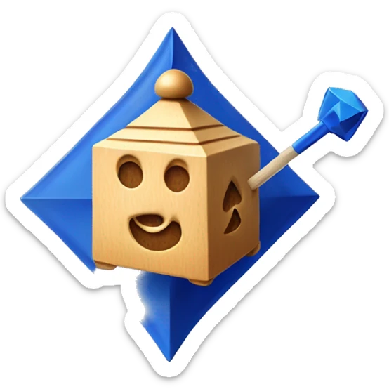 Jewish dreidel a cubed four-sided spinning top with a point on the bottom and a stick on the top used to spin it, played during the Jewish holiday of Hanukkah sticker
