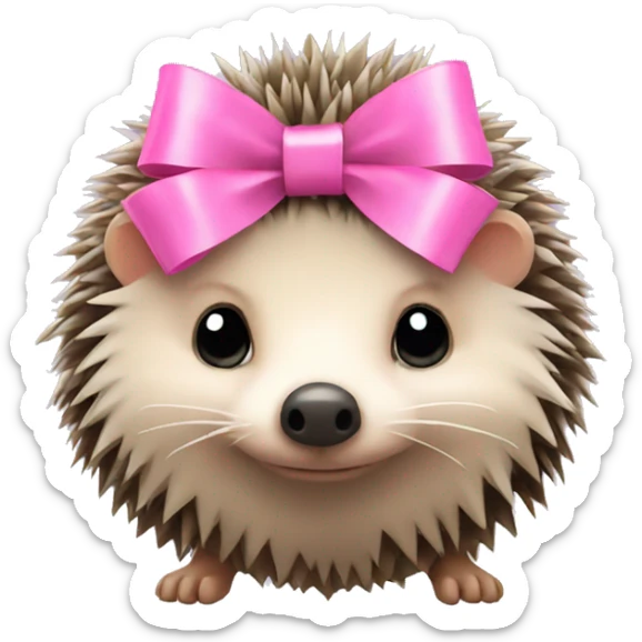 hedgehog with a pink bow sticker