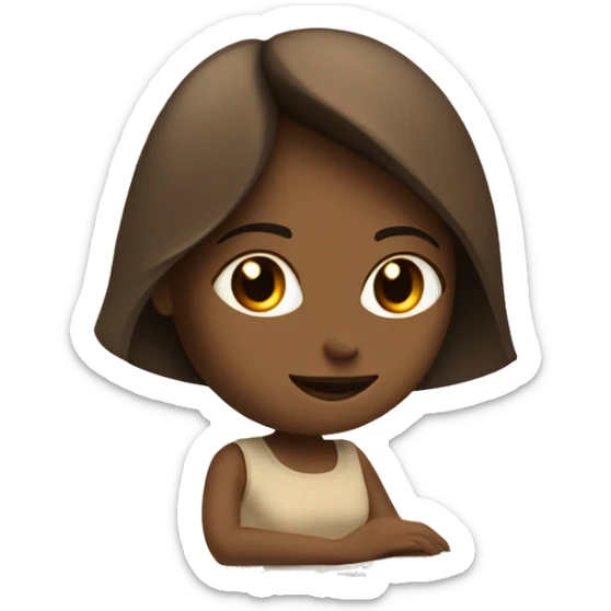 Half face of a girl at the laptop. A a cup of coffee on the left side of the table. Books on the right side. in beige tones sticker