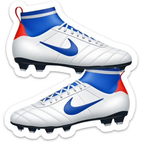 Cinematic Realistic image of a pair of soccer boots featuring finely detailed synthetic and leather textures, vibrant accents and dynamic design elements, illuminated by bright, field-side lighting that captures their sporty essence sticker