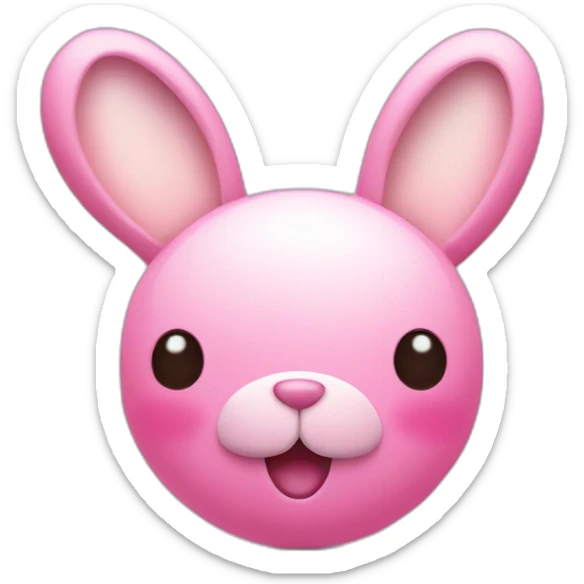pink bunny with white big moustache and a round pink nose and a very big smile sticker
