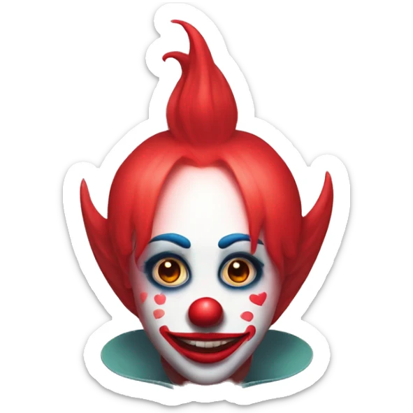 Payaso estilo aesthetic minimalista con corazones en los  ojos de enamorado  sticker