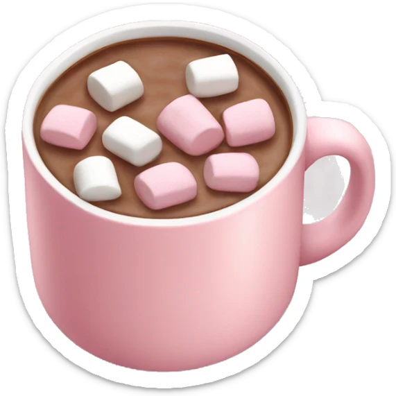 Light Pink mug of hot chocolate with marshmallows  sticker