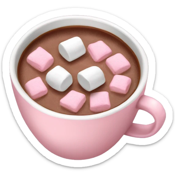 Light Pink mug of hot chocolate with marshmallows  sticker