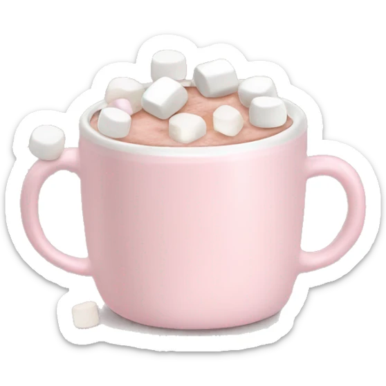 Light Pink mug of hot chocolate with marshmallows  sticker