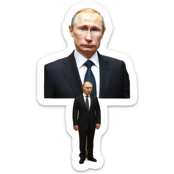 Putin sitting in front of a big gold framed painting. sticker