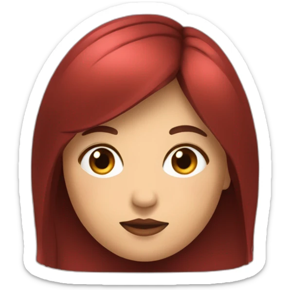 jovencita con cara redonda gordita mofletes rojos y pelo castaño con flequillo sticker