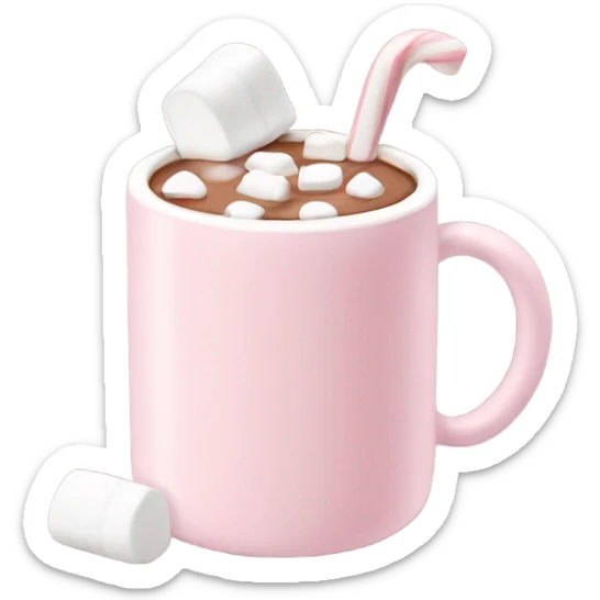 Light Pink mug of hot chocolate with marshmallows  sticker