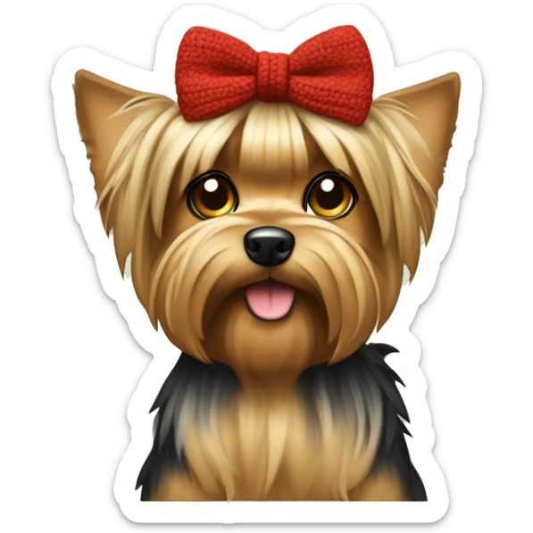 Giant Dog Yorkshire Terrier with bow on the head wearing Christmas sweater  sticker