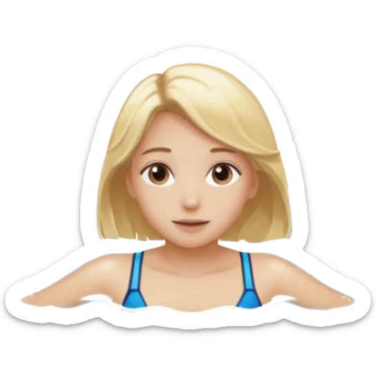 Girl blonde hair brown eyes swimming emoji sticker