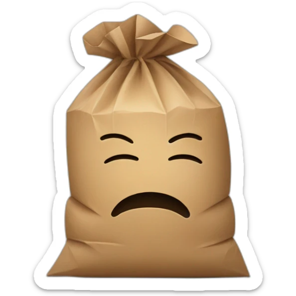 a person hiding their head in a paper bag full of shame sticker