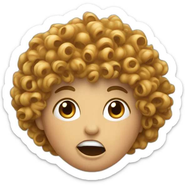 Curly hair Woman with his mouth open as if he's pretending to eat the thing it is facing sticker