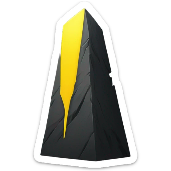 slanted, tall monolith with yellow and black coloring and yellow beam coming from the top sticker