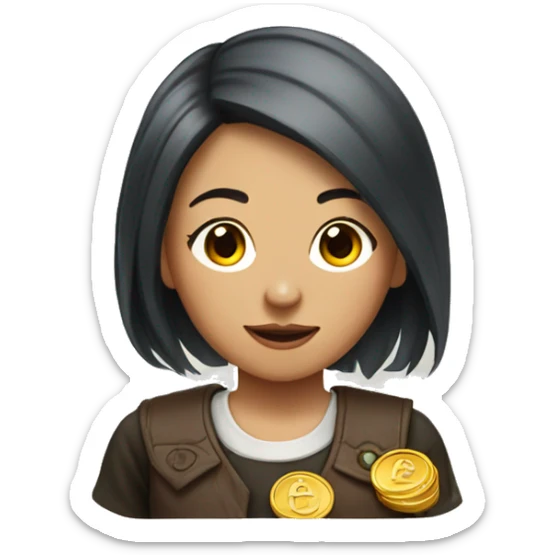 Asian girl with red copper hair and blonde money piece sticker