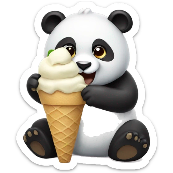 Panda eating ice cream sticker
