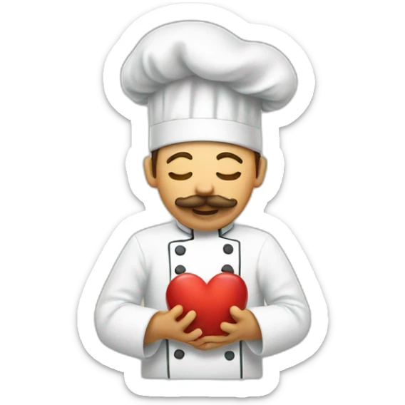 Chef kissing the air with a heart symbol leaving their mouth sticker