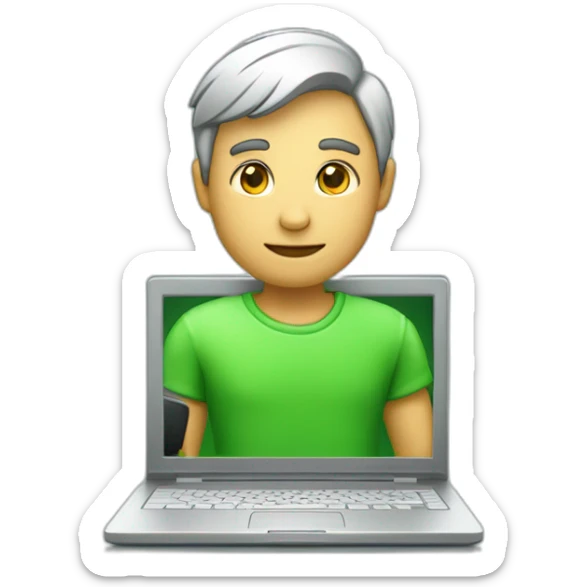 tecnico con una laptop y en su camisa que diga IP en color verde sticker