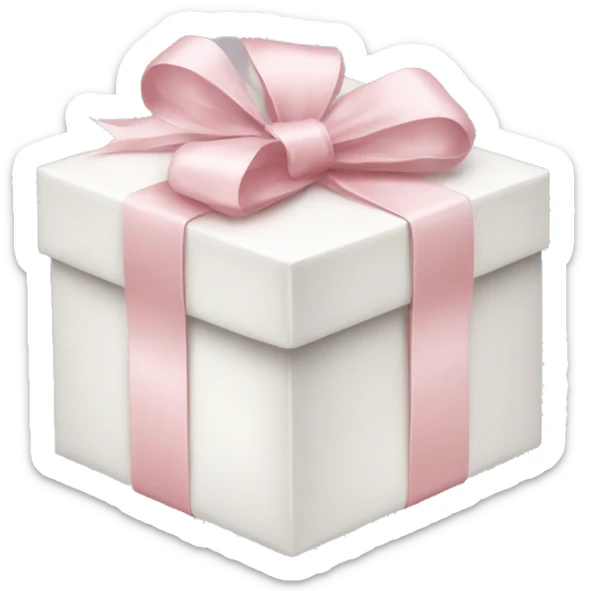 white Christmas present box with pale pink tying sticker