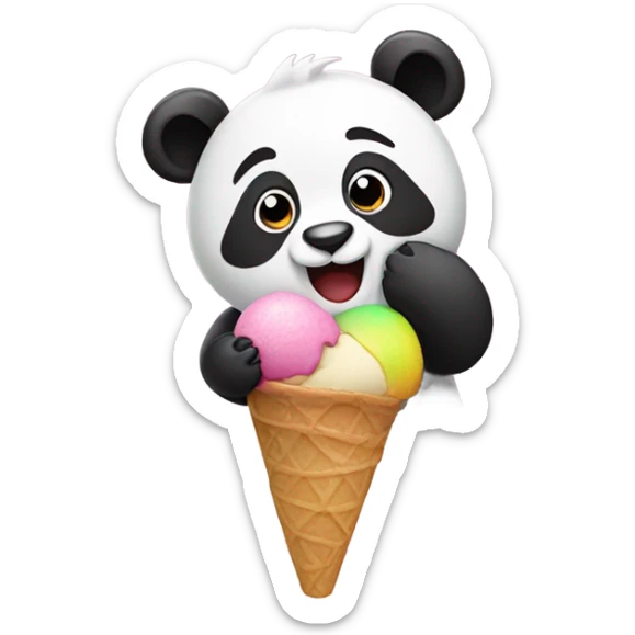 Panda eating ice cream sticker