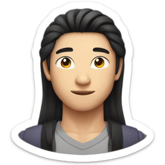 Muscular Chinese teen guy with middle part black and slightly curvy hairs sticker