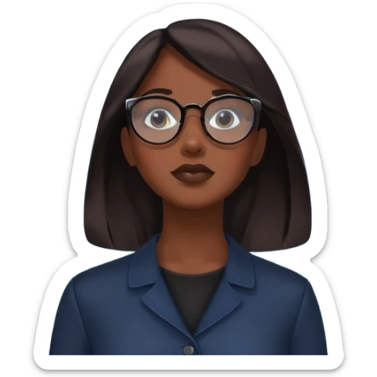 extreme closeup Photo of a beautifull woman with dark hairs and dark uotfit looking up (like villain), orange background, minimalistic, glasses with contrast reflection of blue sky and white clouds  sticker