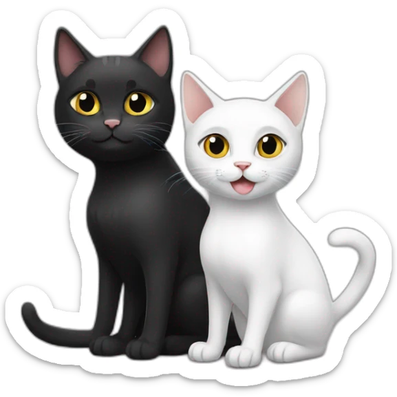 black cat and white cat sticker