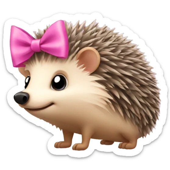 hedgehog with a pink bow sticker