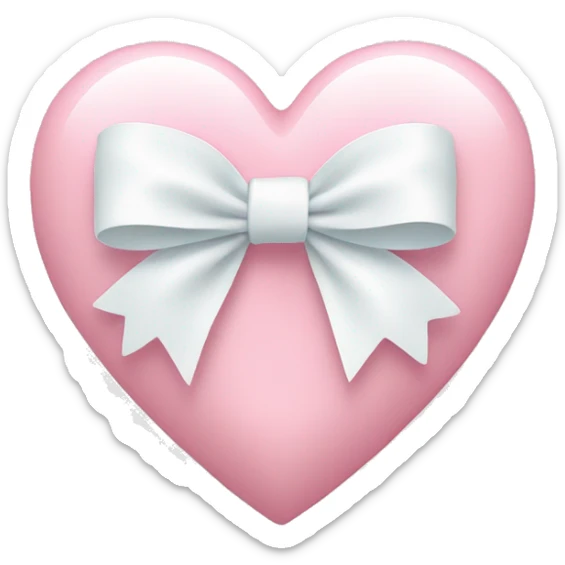 Pastel pink heart with white bow sticker