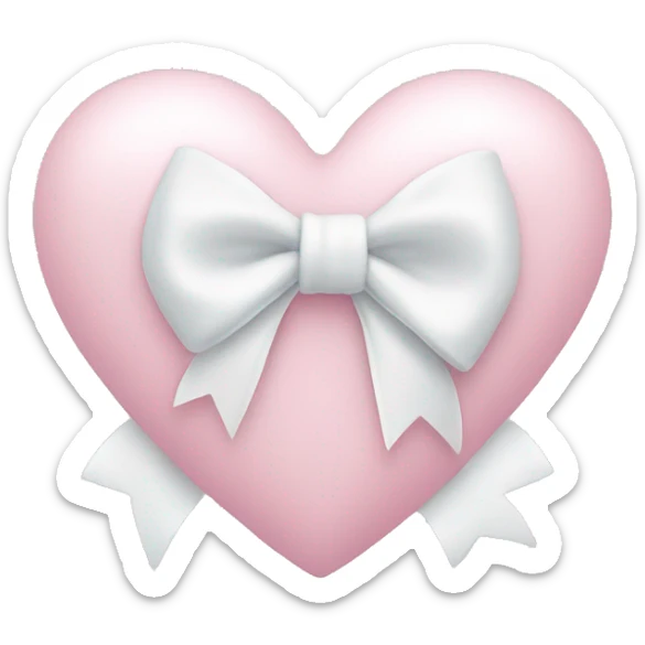 Pastel pink heart with white bow sticker