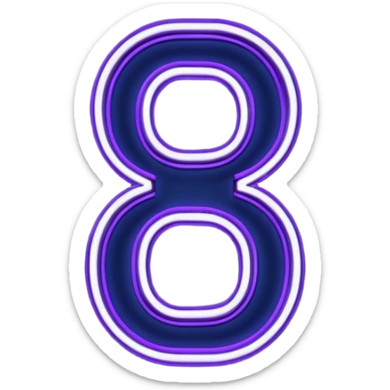 Neon sign in the form of numbers "18+" in dark purple and dark blue tones sticker