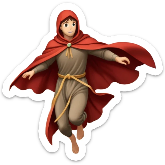 An icon featuring a hero performing a leap of faith from a tower in Florence, inspired by adventure games like Assassin's Creed. The design captures the dramatic moment mid-air, with detailed architecture and a bustling city below. Transparent background sticker