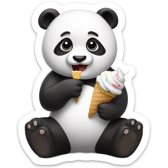 Panda eating ice cream sticker