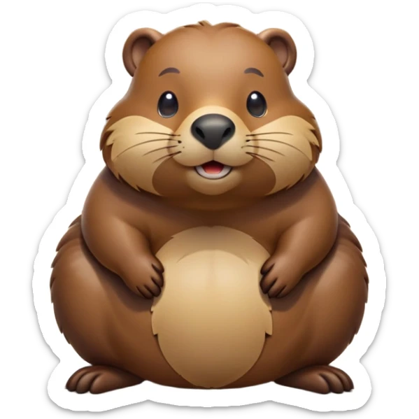 cinematic-beaver-realistic-full-body-on-all-fours-emoji,-plump-and-relaxed-body-soaking-in-the-warm-sun,-short-brown-fur-slightly-ruffled,-head-tilted-dramatically,-calm-expressive-eyes-exuding-serene-wisdom,-simplified-yet-realistic head tilted confidently staring at the camera in a comical way sticker