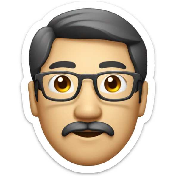 homme asiatique yeux en amande avec une moustache et un bouc et des lunette transparante  sticker