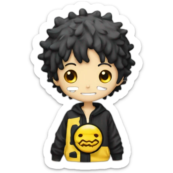 Trafalgar law qui Sourit en tenant la main de shoto tedoroki sticker