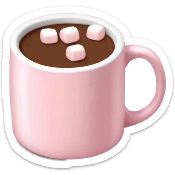 Light Pink mug of hot chocolate with marshmallows  sticker