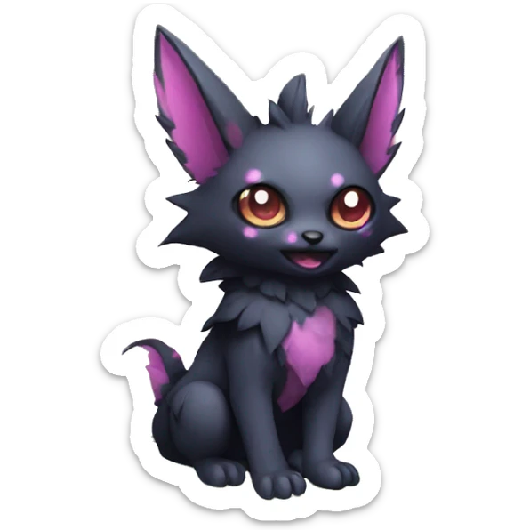 Kawaii edgy fantasy dark-themed animal hybrid Fakemon full body sticker