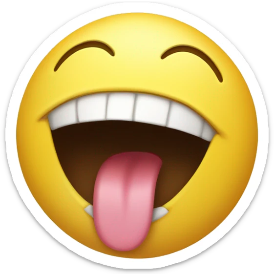 1 yellow smiley with a big closed mouth smile and tongue out the side of the mouth. yummy concept sticker