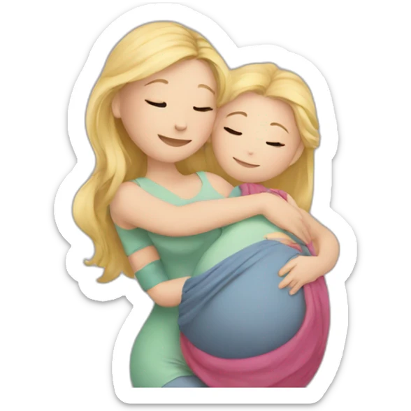 Girl hugs a pregnant Girl wirr blond Hair sticker