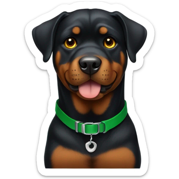 adult rottweiler male with green collar and brown eyes sticker