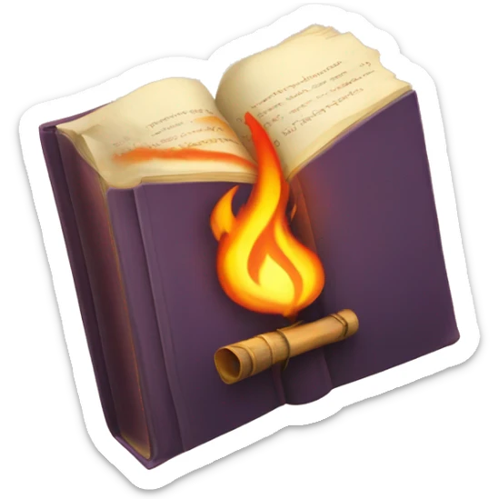 A book with a flaming torch in the middle of the book sticker